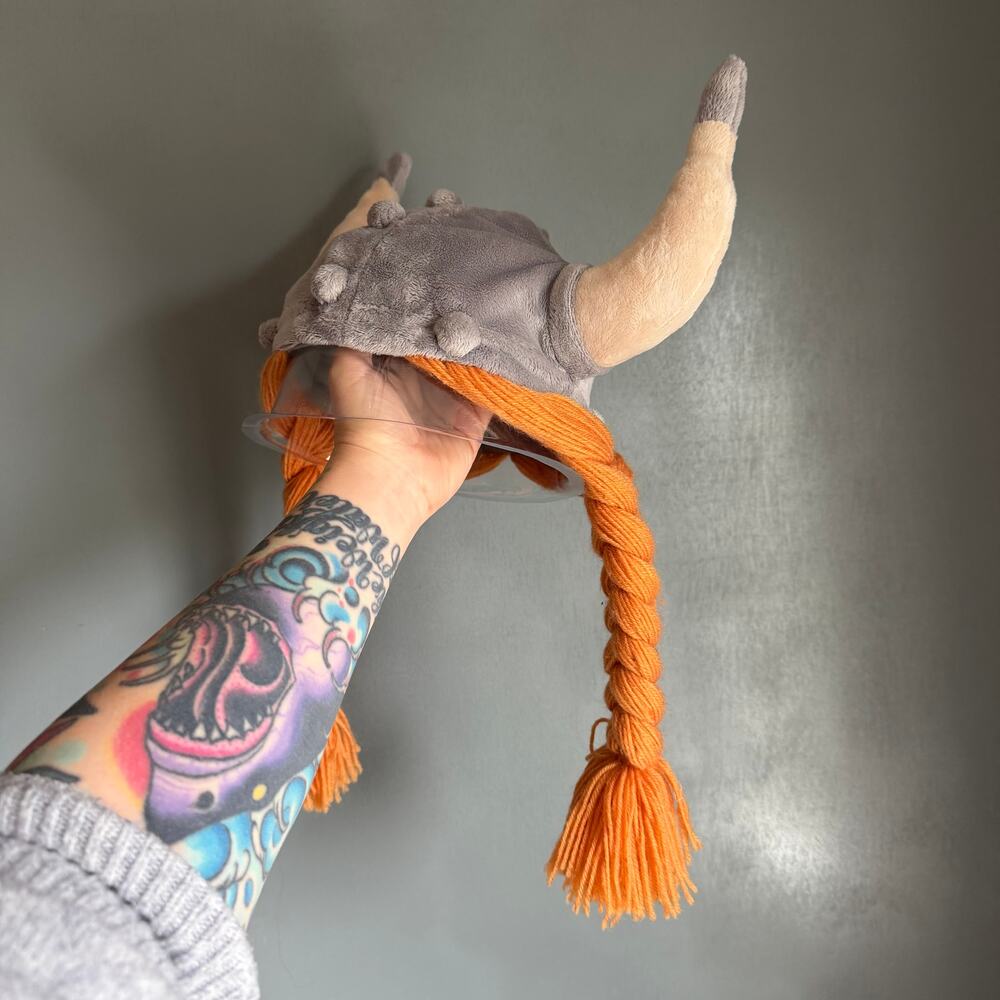 EURO SOUVENIRS Soft Plush Viking Maiden Helmut Hat Cap Fun Braids Costume Cute